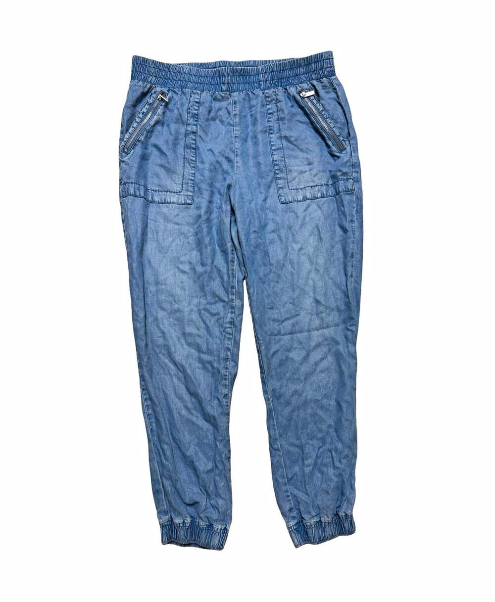 Juicy Couture Blue Lyocell Jogger Pants Womens L Solid Pull On Pockets